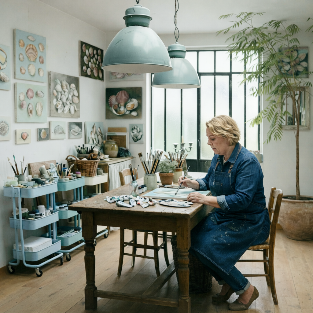 In het atelier krijgt elke schelp een verhaal.