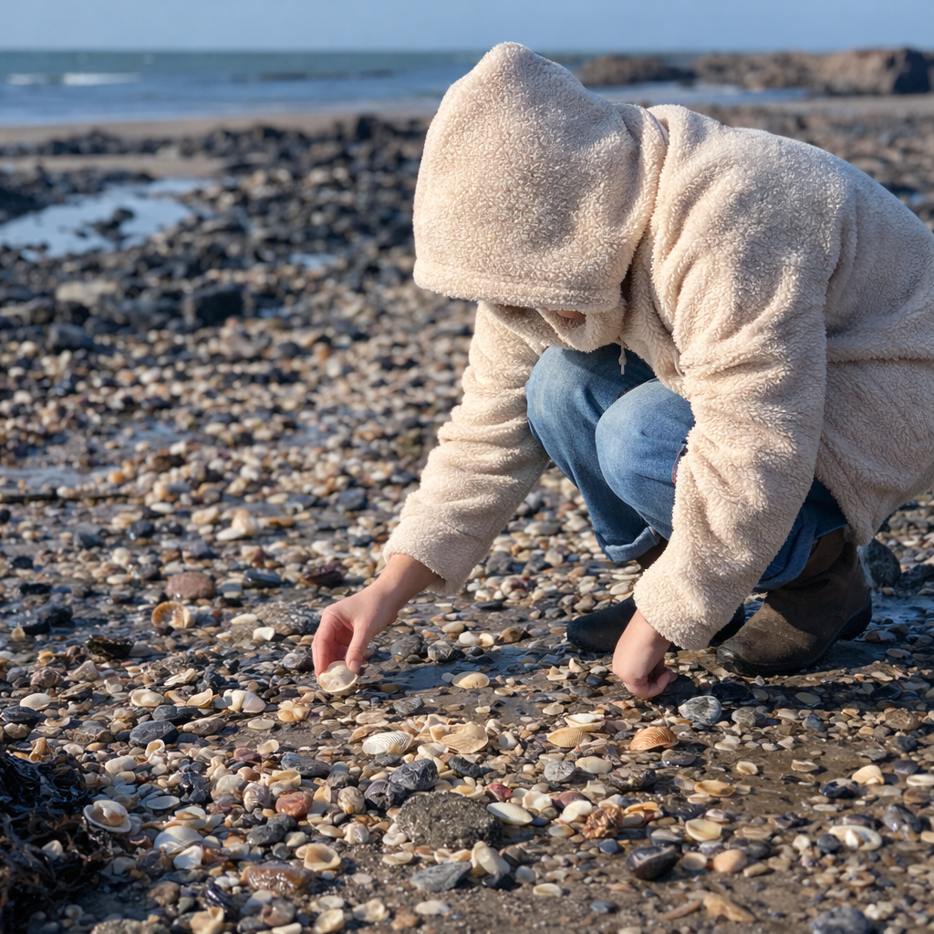 De schelpen worden één voor één geraapt.