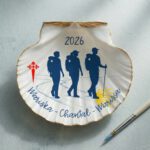 Camino herinnering schelp met namen